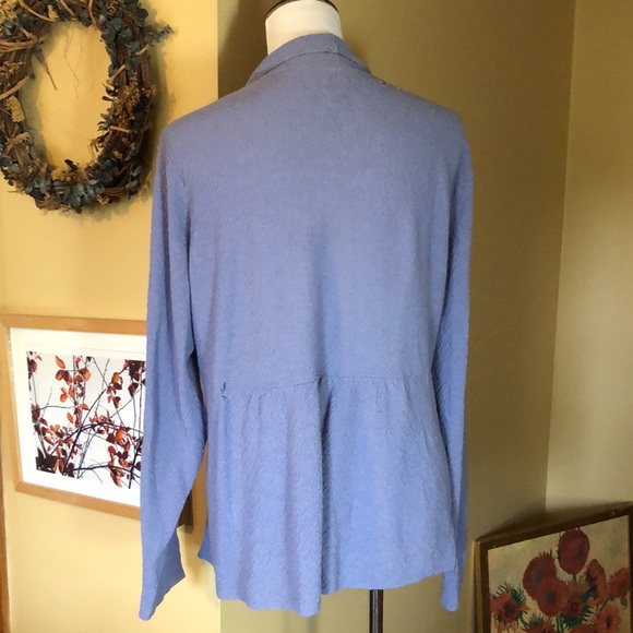 EILEEN FISHER size XL Cardigan  Ooen Front  Lavender Wool Crepe cozy yearround - Picture 5 of 14